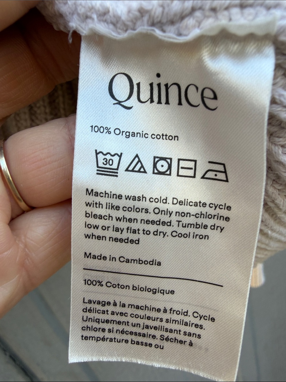 Quince 100% Organic Cotton Fisherman Boxy Cropped V-Neck Button Cardigan Size: L - Picture 4 of 8